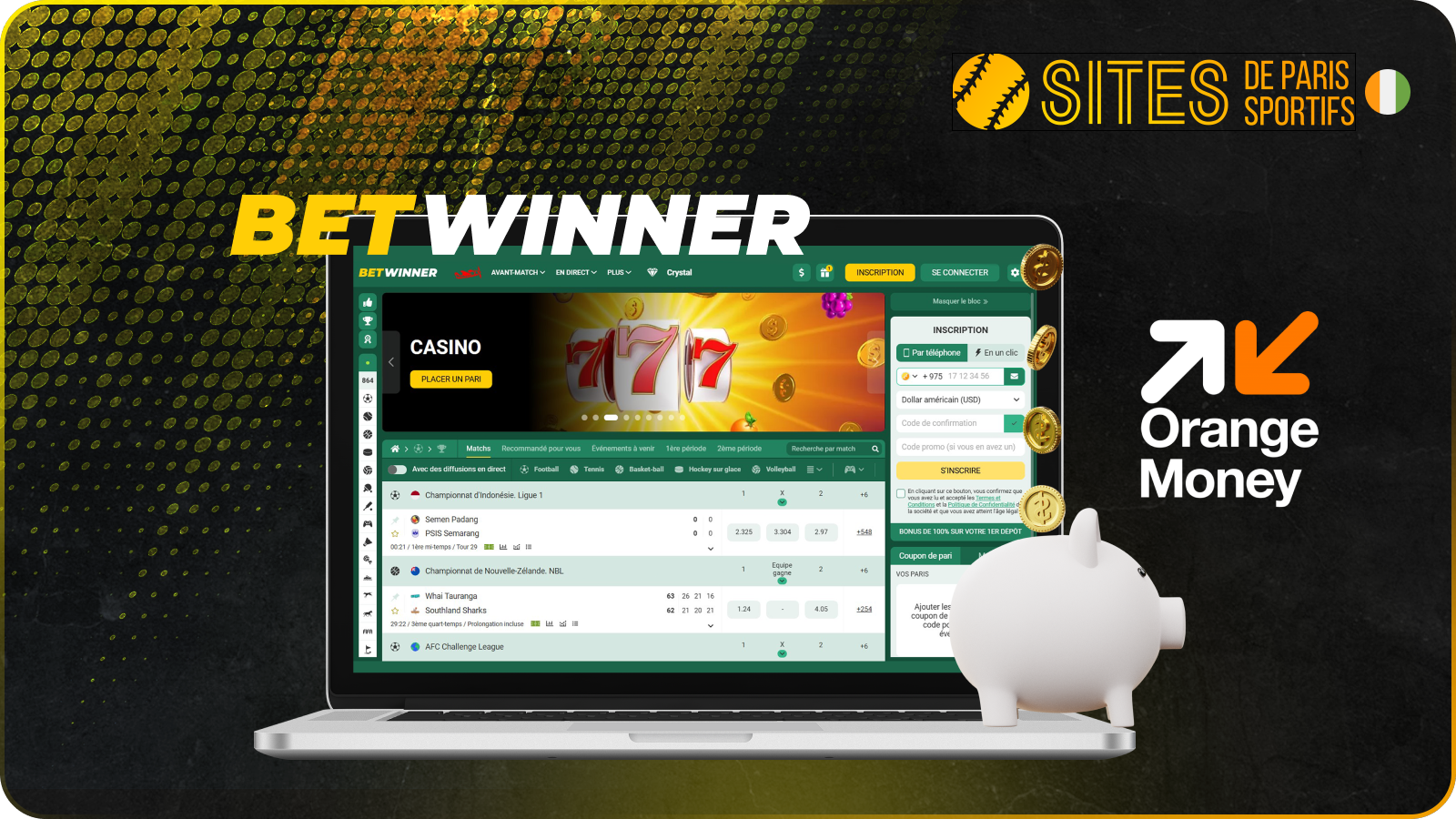 BetWinner offre des milliers d'événements sportifs à parier et accepte les paiements via Orange Money