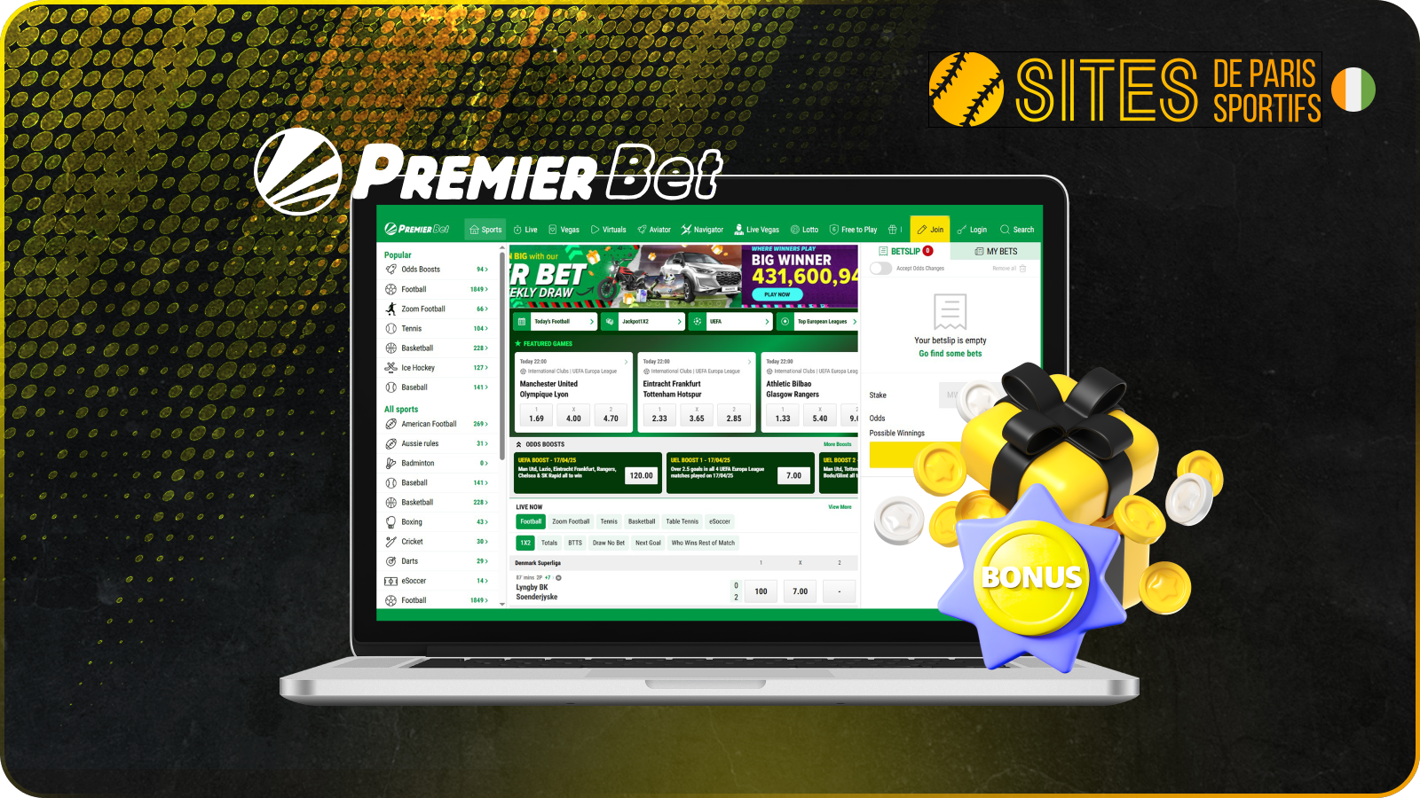 PremierBet propose un bonus de 150 % jusqu’à 10 000 XOF sur le premier dépôt des nouveaux joueurs