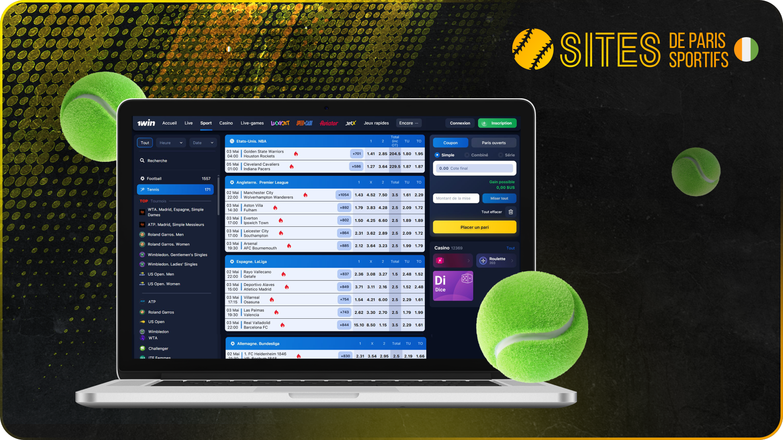 1win attire les amateurs de tennis grâce à une large sélection de compétitions