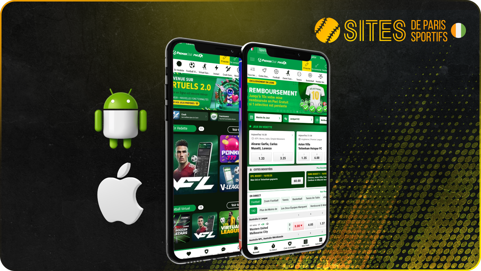 Grâce à l'application mobile Premier Bet, vous pouvez parier et jouer sans utiliser d'ordinateur
