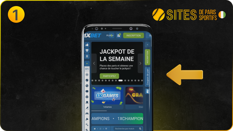 Accédez au site officiel de 1xBet via votre navigateur mobile