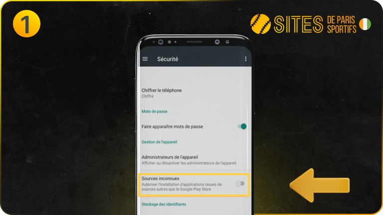Vérifiez les paramètres et activez l'option permettant l'installation depuis des sources inconnues