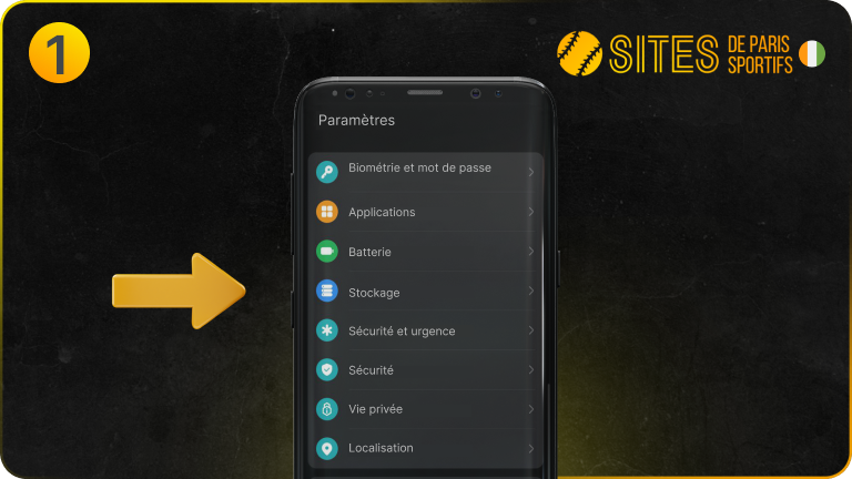 Ouvrez les paramètres de votre téléphone ou tablette