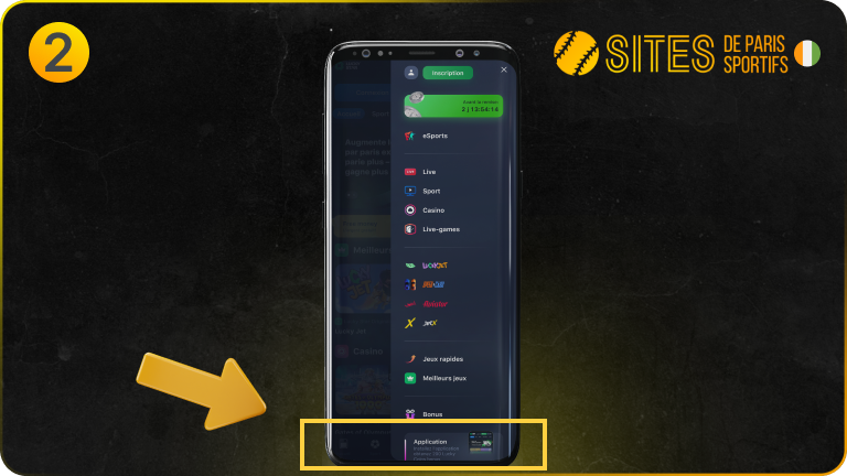 Ouvrez le menu latéral en appuyant sur le bouton en bas du site et sélectionnez l'onglet apps