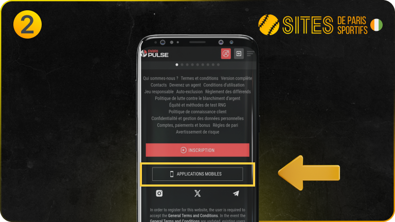 Faites défiler jusqu’à la section Mobile et repérez le fichier APK de PariPulse