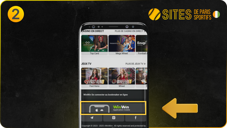 Repérez la bannière de l’application mobile en bas de la page