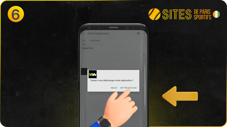 Lancez le fichier APK WinWin et appuyez sur installer