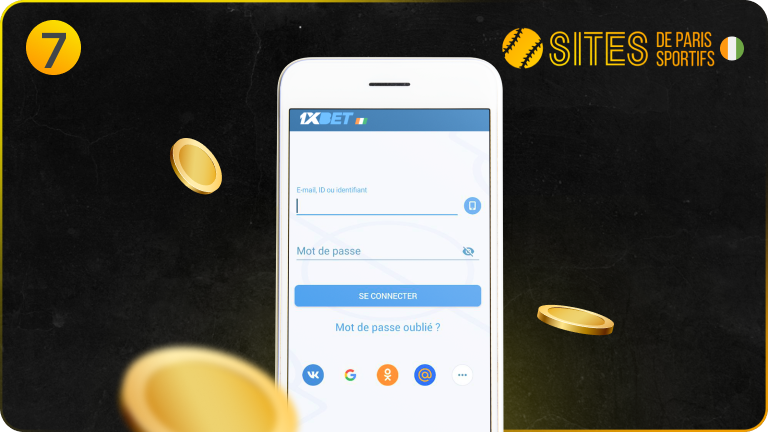 Connectez-vous à votre compte de jeu ou finalisez votre inscription 1xBet APK avec vos identifiants