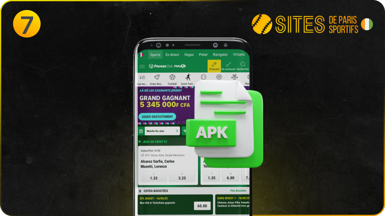 Cliquez sur le lien pour lancer le téléchargement de Premier Bet apk