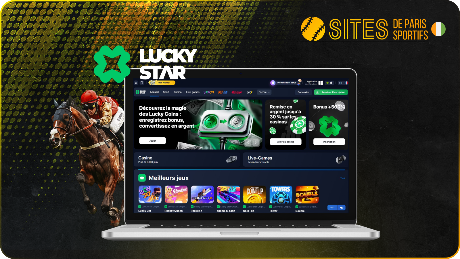Lucky Star permet de parier chaque jour sur 10 à 50 courses de toutes les grandes ligues de turf