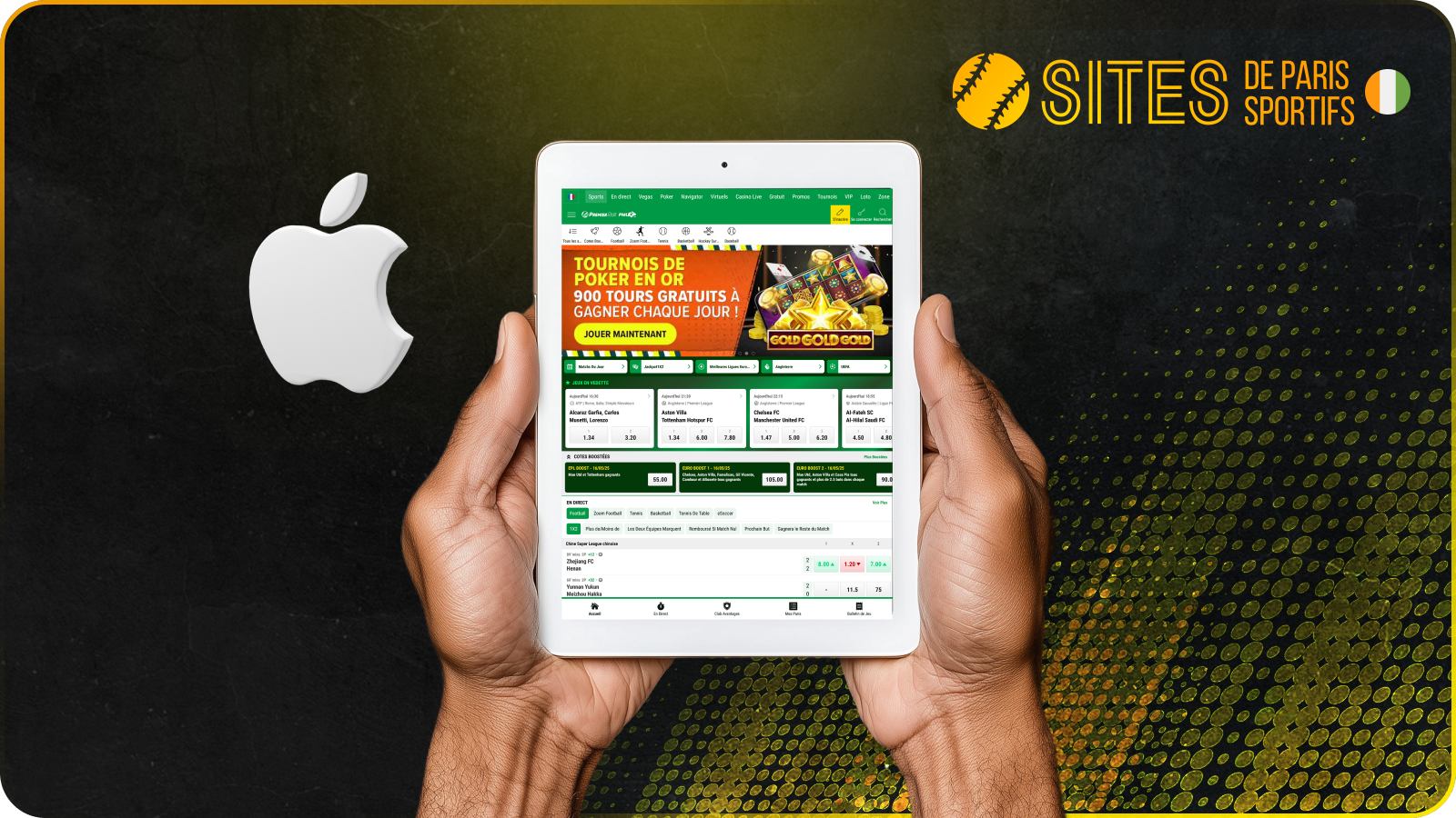 Il n’existe pas encore d’application iOS Premier Bet, mais une version navigateur offre toutes les mêmes fonctionnalités aux parieurs ivoiriens